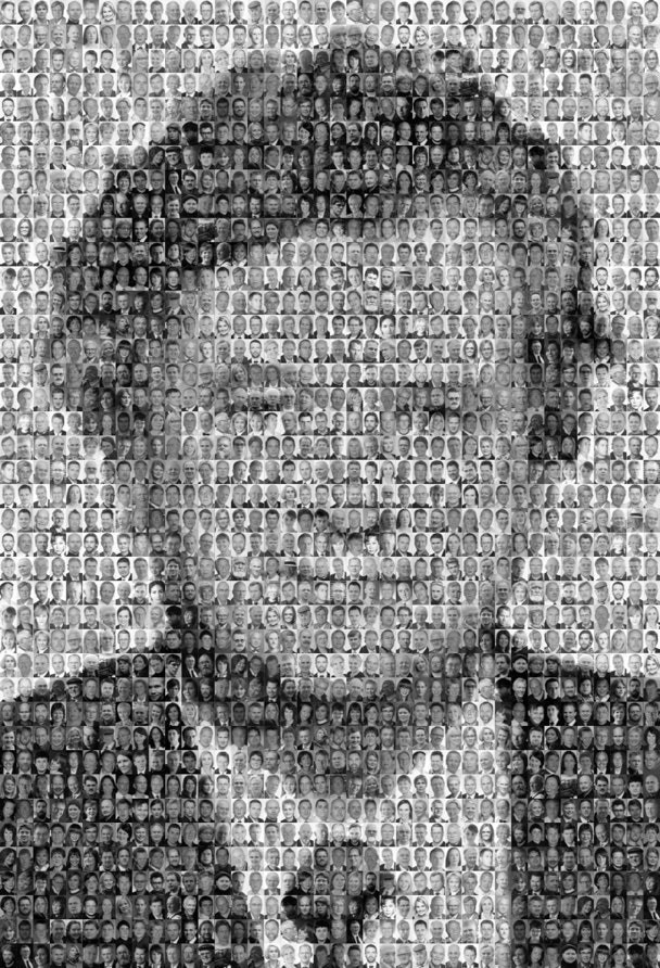 A photo mosaic of Davíð Oddsson