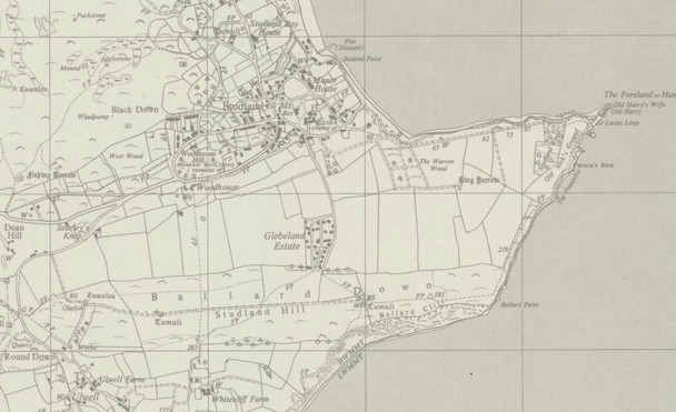 OS 1:25000 map of Studland from 1961