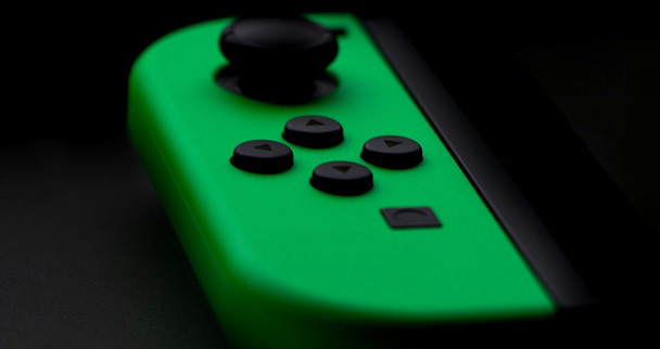 A close-up of the left controller of a Nintendo Switch