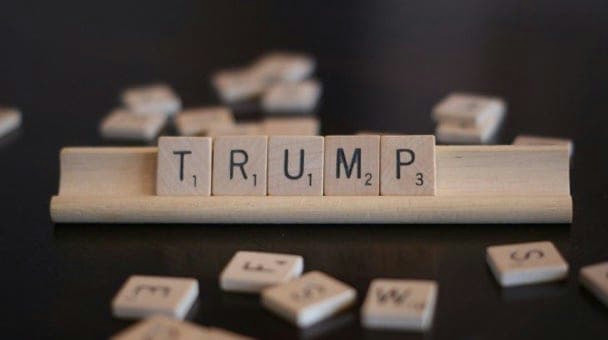 The word Trump spelled out using the letters from Scrabble