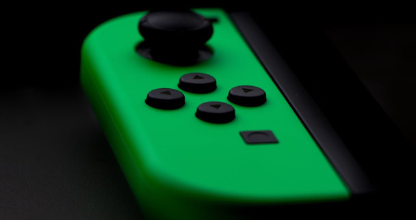 A close-up of the left controller of a Nintendo Switch